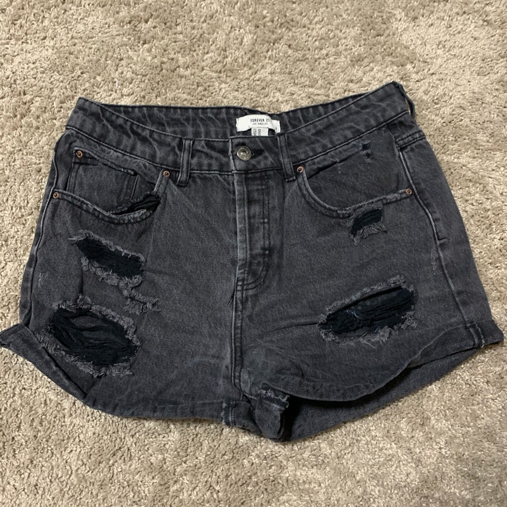 Vintage distressed denim shorts high waisted